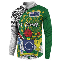 Cook Islands Independence Day Button Sweatshirt National Flag and Emblem with Tatau Tattoo