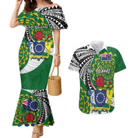 Cook Islands Independence Day Couples Matching Mermaid Dress and Hawaiian Shirt National Flag and Emblem with Tatau Tattoo