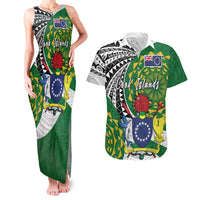 Cook Islands Independence Day Couples Matching Tank Maxi Dress and Hawaiian Shirt National Flag and Emblem with Tatau Tattoo