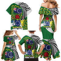 Cook Islands Independence Day Family Matching Mermaid Dress and Hawaiian Shirt National Flag and Emblem with Tatau Tattoo