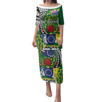 Cook Islands Independence Day Family Matching Puletasi and Hawaiian Shirt National Flag and Emblem with Tatau Tattoo