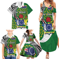 Cook Islands Independence Day Family Matching Summer Maxi Dress and Hawaiian Shirt National Flag and Emblem with Tatau Tattoo
