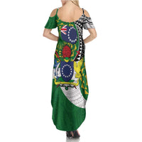 Cook Islands Independence Day Family Matching Summer Maxi Dress and Hawaiian Shirt National Flag and Emblem with Tatau Tattoo