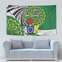 Cook Islands Independence Day Tapestry National Flag and Emblem with Tatau Tattoo
