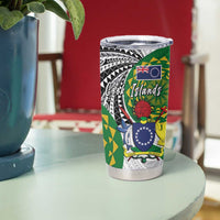 Cook Islands Independence Day Tumbler Cup National Flag and Emblem with Tatau Tattoo