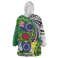 Cook Islands Independence Day Wearable Blanket Hoodie National Flag and Emblem with Tatau Tattoo