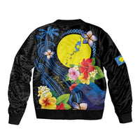 Palau Independence Day Bomber Jacket Melanesian Tattoo with Hibiscus