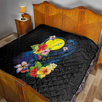 Palau Independence Day Quilt Melanesian Tattoo with Hibiscus