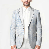 Hawaiian Turtles and Leis Blazer Tribal Kakau Pattern Airy White Blue Cloud Vibe