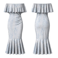 Hawaiian Turtles and Leis Couples Matching Mermaid Dress and Hawaiian Shirt Tribal Kakau Pattern Airy White Blue Cloud Vibe LT03 - Polynesian Pride