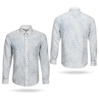 Hawaiian Turtles and Leis Couples Matching Mermaid Dress and Long Sleeve Button Shirt Tribal Kakau Pattern Airy White Blue Cloud Vibe LT03 - Polynesian Pride