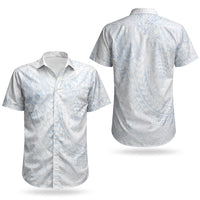 Hawaiian Turtles and Leis Couples Matching Off Shoulder Maxi Dress and Hawaiian Shirt Tribal Kakau Pattern Airy White Blue Cloud Vibe LT03 - Polynesian Pride
