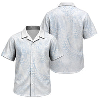 Hawaiian Turtles and Leis Family Matching Off The Shoulder Long Sleeve Dress and Hawaiian Shirt Tribal Kakau Pattern Airy White Blue Cloud Vibe LT03 Son's Shirt White - Polynesian Pride
