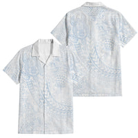 Hawaiian Turtles and Leis Family Matching Puletasi and Hawaiian Shirt Tribal Kakau Pattern Airy White Blue Cloud Vibe LT03 Dad's Shirt - Short Sleeve White - Polynesian Pride