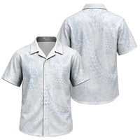 Hawaiian Turtles and Leis Family Matching Puletasi and Hawaiian Shirt Tribal Kakau Pattern Airy White Blue Cloud Vibe LT03 Son's Shirt White - Polynesian Pride
