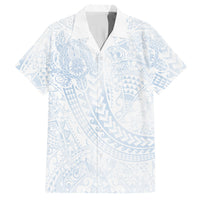 Hawaiian Turtles and Leis Hawaiian Shirt Tribal Kakau Pattern Airy White Blue Cloud Vibe