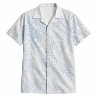 Hawaiian Turtles and Leis Hawaiian Shirt Tribal Kakau Pattern Airy White Blue Cloud Vibe LT03 White - Polynesian Pride