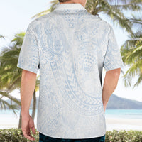 Hawaiian Turtles and Leis Hawaiian Shirt Tribal Kakau Pattern Airy White Blue Cloud Vibe
