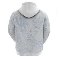 Hawaiian Turtles and Leis Hoodie Tribal Kakau Pattern Airy White Blue Cloud Vibe