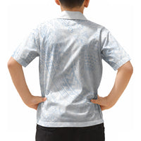 Hawaiian Turtles and Leis Kid Hawaiian Shirt Tribal Kakau Pattern Airy White Blue Cloud Vibe LT03 - Polynesian Pride
