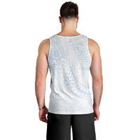 Hawaiian Turtles and Leis Men Tank Top Tribal Kakau Pattern Airy White Blue Cloud Vibe