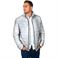 Hawaiian Turtles and Leis Padded Jacket Tribal Kakau Pattern Airy White Blue Cloud Vibe
