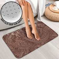 Hawaiian Turtles and Leis Bathroom Set Tribal Kakau Pattern Mocha Mousse Color