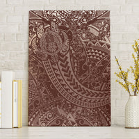 Hawaiian Turtles and Leis Canvas Wall Art Tribal Kakau Pattern Mocha Mousse Color