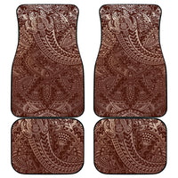 Hawaiian Turtles and Leis Car Mats Tribal Kakau Pattern Mocha Mousse Color