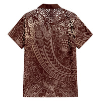 Hawaiian Turtles and Leis Family Matching Mermaid Dress and Hawaiian Shirt Tribal Kakau Pattern Mocha Mousse Color