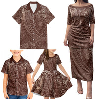 Hawaiian Turtles and Leis Family Matching Puletasi and Hawaiian Shirt Tribal Kakau Pattern Mocha Mousse Color LT03 - Polynesian Pride