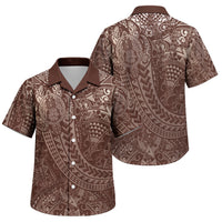 Hawaiian Turtles and Leis Family Matching Puletasi and Hawaiian Shirt Tribal Kakau Pattern Mocha Mousse Color LT03 Son's Shirt Mocha Mousse - Polynesian Pride