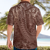 Hawaiian Turtles and Leis Hawaiian Shirt Tribal Kakau Pattern Mocha Mousse Color LT03 - Polynesian Pride