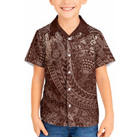Hawaiian Turtles and Leis Hawaiian Shirt Tribal Kakau Pattern Mocha Mousse Color LT03 - Polynesian Pride