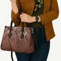 Hawaiian Turtles and Leis Leather Bag Tribal Kakau Pattern Mocha Mousse Color