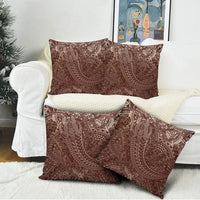 Hawaiian Turtles and Leis Pillow Cover Tribal Kakau Pattern Mocha Mousse Color