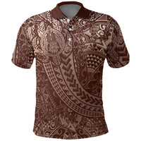 Hawaiian Turtles and Leis Polo Shirt Tribal Kakau Pattern Mocha Mousse Color LT03 Mocha Mousse - Polynesian Pride