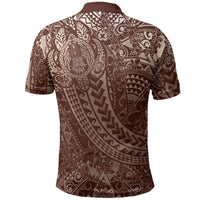 Hawaiian Turtles and Leis Polo Shirt Tribal Kakau Pattern Mocha Mousse Color LT03 - Polynesian Pride