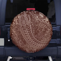 Hawaiian Turtles and Leis Spare Tire Cover Tribal Kakau Pattern Mocha Mousse Color