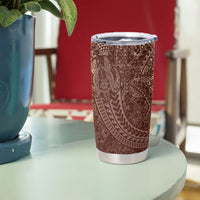 Hawaiian Turtles and Leis Tumbler Cup Tribal Kakau Pattern Mocha Mousse Color