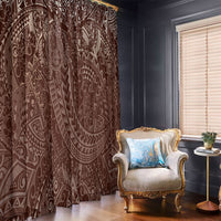 Hawaiian Turtles and Leis Window Curtain Tribal Kakau Pattern Mocha Mousse Color