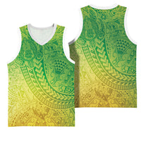 Hawaiian Turtles and Leis Basketball Jersey Tribal Kakau Pattern Fresh Summer Vibe