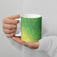 Hawaiian Turtles and Leis Ceramic Mug Tribal Kakau Pattern Fresh Summer Vibe
