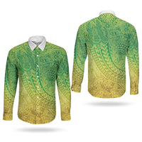 Hawaiian Turtles and Leis Couples Matching Summer Maxi Dress and Long Sleeve Button Shirt Tribal Kakau Pattern Fresh Summer Vibe LT03 - Polynesian Pride