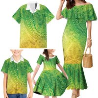 Hawaiian Turtles and Leis Family Matching Mermaid Dress and Hawaiian Shirt Tribal Kakau Pattern Fresh Summer Vibe LT03 - Polynesian Pride