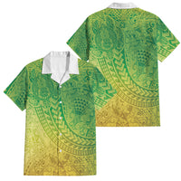 Hawaiian Turtles and Leis Family Matching Off The Shoulder Long Sleeve Dress and Hawaiian Shirt Tribal Kakau Pattern Fresh Summer Vibe LT03 Dad's Shirt - Short Sleeve Green - Polynesian Pride