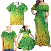 Hawaiian Turtles and Leis Family Matching Off Shoulder Maxi Dress and Hawaiian Shirt Tribal Kakau Pattern Fresh Summer Vibe