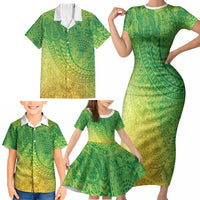 Hawaiian Turtles and Leis Family Matching Short Sleeve Bodycon Dress and Hawaiian Shirt Tribal Kakau Pattern Fresh Summer Vibe LT03 - Polynesian Pride