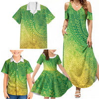Hawaiian Turtles and Leis Family Matching Summer Maxi Dress and Hawaiian Shirt Tribal Kakau Pattern Fresh Summer Vibe LT03 - Polynesian Pride