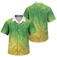 Hawaiian Turtles and Leis Family Matching Tank Maxi Dress and Hawaiian Shirt Tribal Kakau Pattern Fresh Summer Vibe LT03 Son's Shirt Green - Polynesian Pride